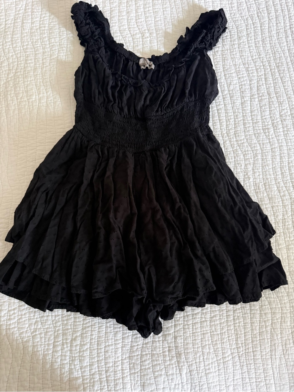 Urban Outfitters Black Ruffled Strap Romper